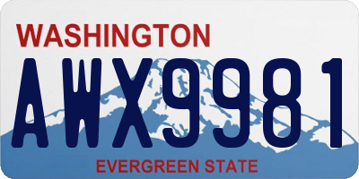 WA license plate AWX9981