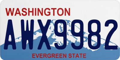 WA license plate AWX9982