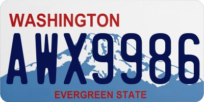 WA license plate AWX9986