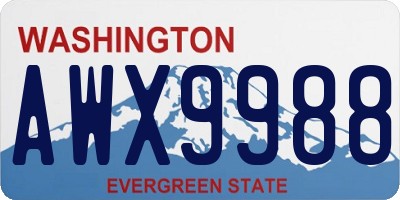 WA license plate AWX9988