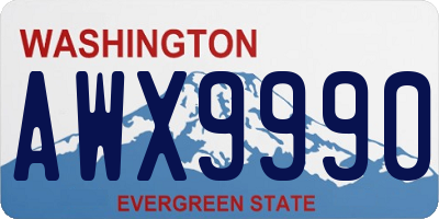WA license plate AWX9990