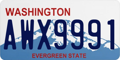 WA license plate AWX9991