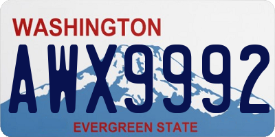 WA license plate AWX9992