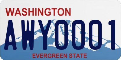 WA license plate AWY0001