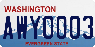 WA license plate AWY0003