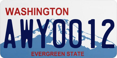 WA license plate AWY0012
