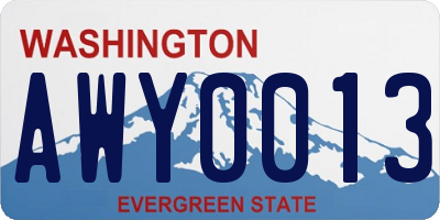 WA license plate AWY0013