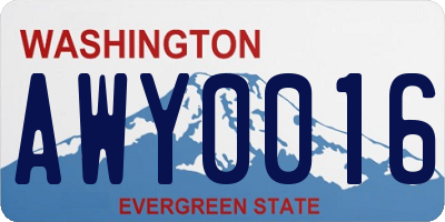 WA license plate AWY0016