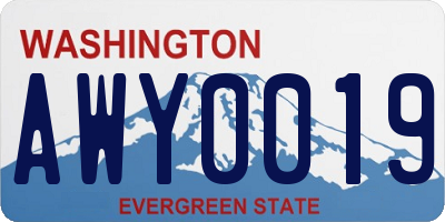 WA license plate AWY0019