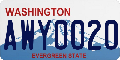 WA license plate AWY0020