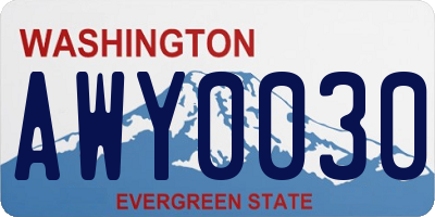 WA license plate AWY0030