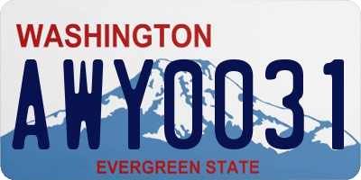 WA license plate AWY0031