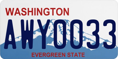 WA license plate AWY0033