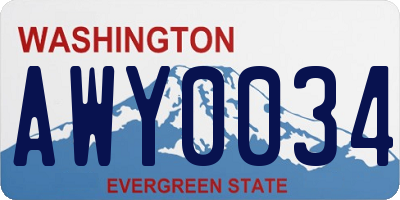 WA license plate AWY0034