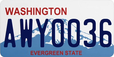 WA license plate AWY0036