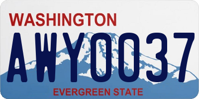 WA license plate AWY0037