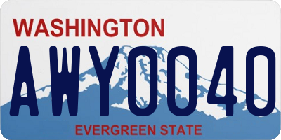 WA license plate AWY0040