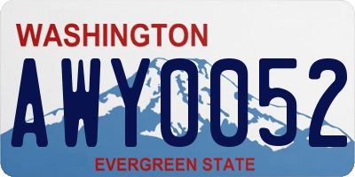 WA license plate AWY0052