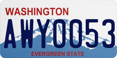 WA license plate AWY0053