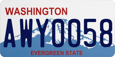 WA license plate AWY0058