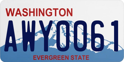 WA license plate AWY0061