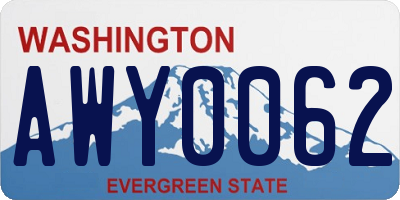 WA license plate AWY0062