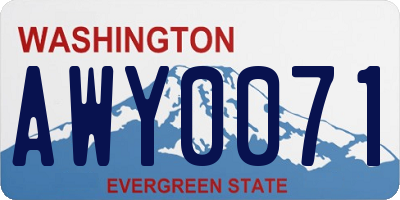 WA license plate AWY0071