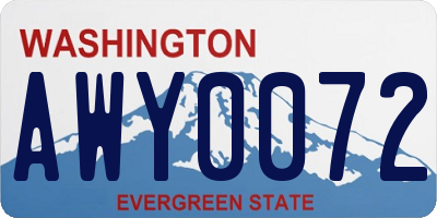 WA license plate AWY0072
