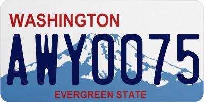 WA license plate AWY0075