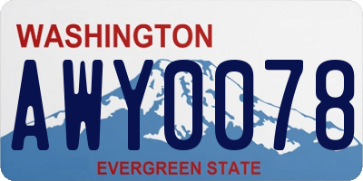 WA license plate AWY0078