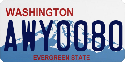 WA license plate AWY0080