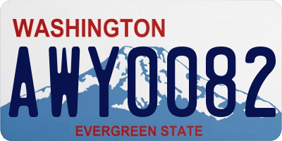 WA license plate AWY0082