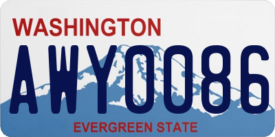 WA license plate AWY0086