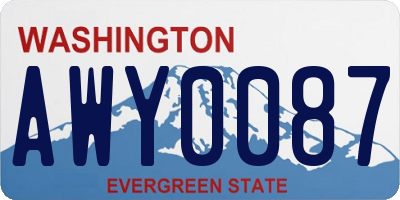 WA license plate AWY0087