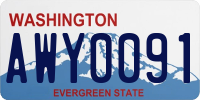 WA license plate AWY0091