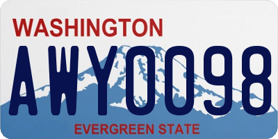 WA license plate AWY0098