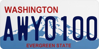 WA license plate AWY0100