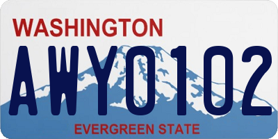 WA license plate AWY0102