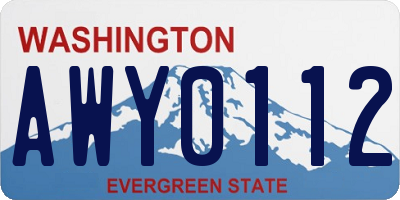WA license plate AWY0112