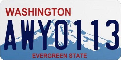 WA license plate AWY0113