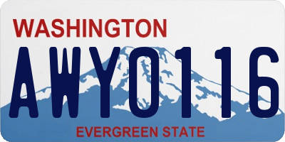 WA license plate AWY0116