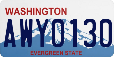 WA license plate AWY0130