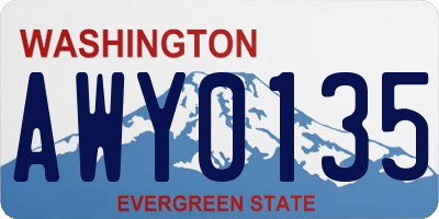 WA license plate AWY0135