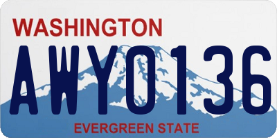 WA license plate AWY0136
