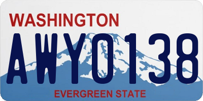 WA license plate AWY0138