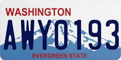 WA license plate AWY0193