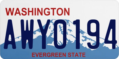 WA license plate AWY0194