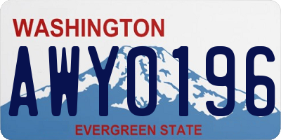 WA license plate AWY0196