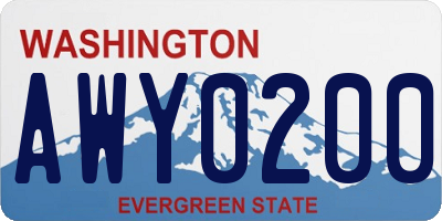 WA license plate AWY0200