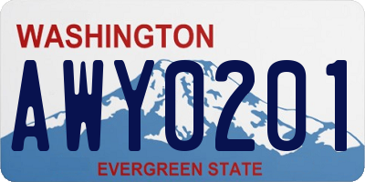 WA license plate AWY0201